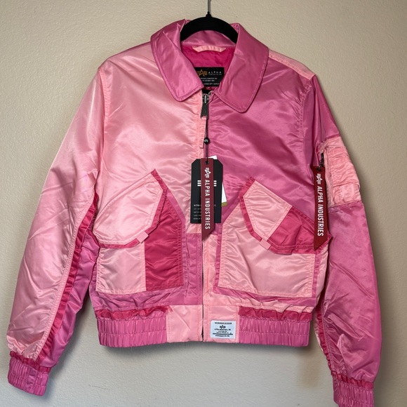 Alpha Industries Jackets & Blazers - NWT Alpha Industries CWU 45/P Pink Rose Colorblock Bomber Jacket Small Y2K